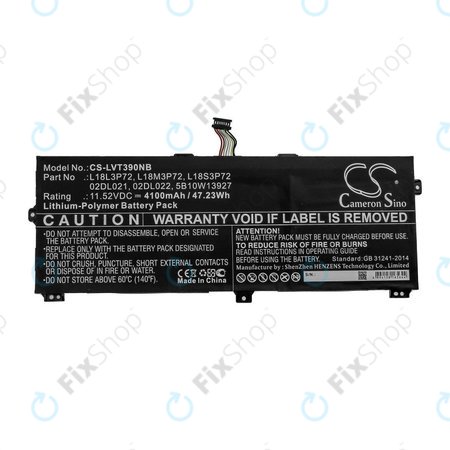 Baterie pentru Lenovo ThinkPad X390, Yoga X390, 4100mAh, Li-Pol, 11.52V, 02DL021, HQ