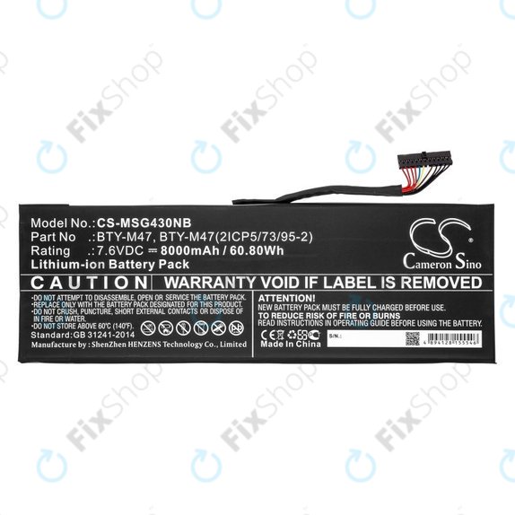 Baterie pentru MSI GS40, GS43, MS14, 8000mAh, Li-Ion, 7.6V, BTY-M47, HQ
