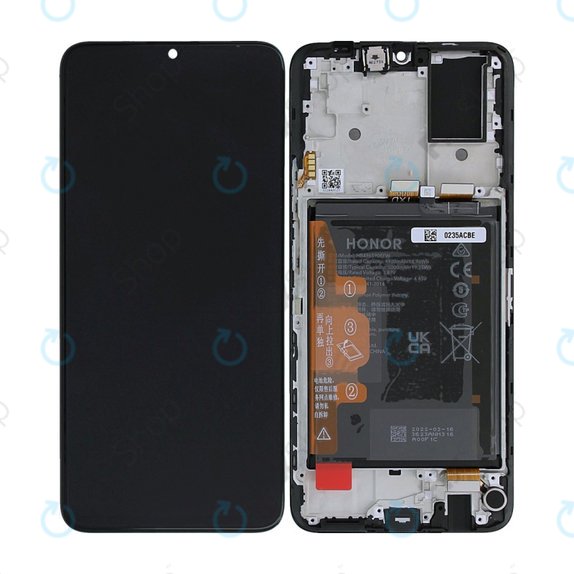 Honor X7 CMA-LX2 - Ecran LCD + Sticlă Tactilă + Ramă + Baterie (Black) - 0235ACBE Genuine Service Pack