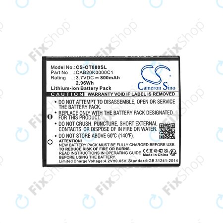 Baterie pentru Alcatel Onetouch, 800mAh, Li-ion, 3.7V, BTR510AB, HQ