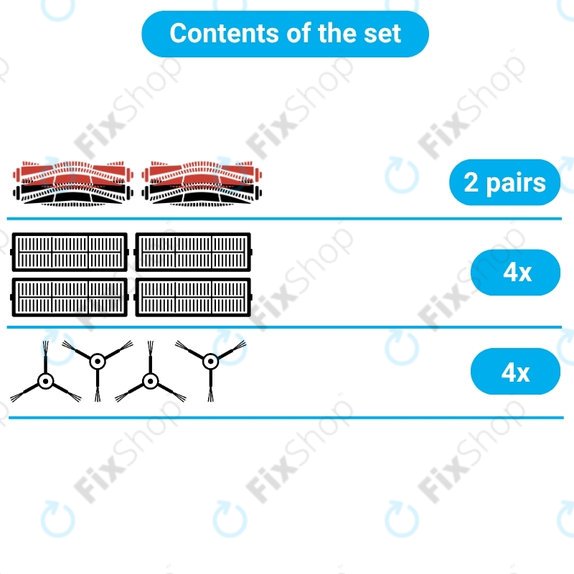 Set de piese de schimb pentru iRobot Roomba e-series, i-series, j-series (2 perechi de perii principale, 4x Filter, 4x Perie laterală)