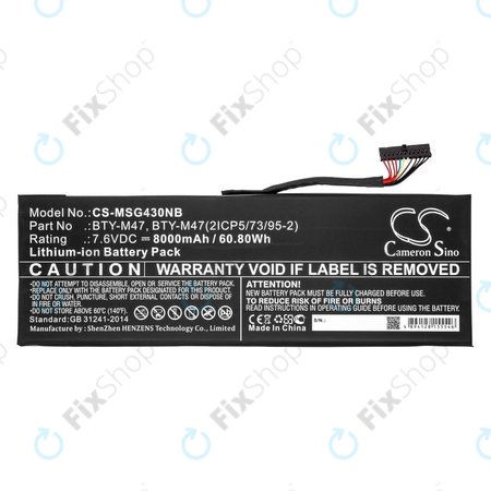 Baterie pentru MSI GS40, GS43, MS14, 8000mAh, Li-Ion, 7.6V, BTY-M47, HQ