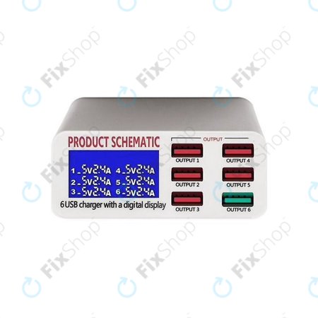 Product Schematic 896 - USB Statie service de încărcare (1x USB 3.0+ 5x USB 2.0)