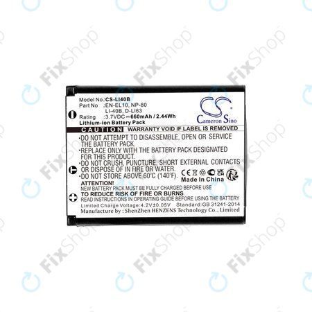 Baterie pentru Olympus MJU, AGFA Optima, Praktica Luxmedia, 660mAh, Li-Ion, 3.7V, LI-42B, HQ