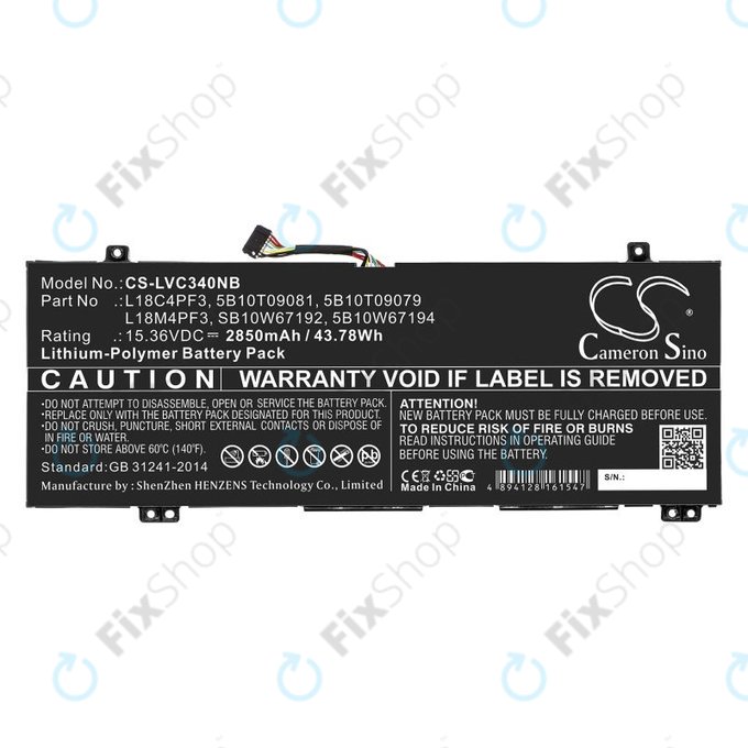 Baterie pentru Lenovo Ideapad C340, Ideapad Flex, 2850mAh, Li-Pol, 15.36V, L18C4PF3, HQ