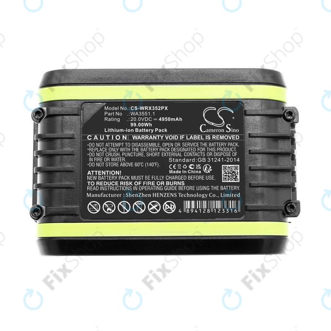 Baterie pentru Worx WX800.9 MAX, WX-JCR.9, 4950mAh, Li-Ion, 20V, WA3551.1, HQ