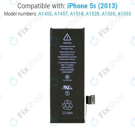Apple iPhone 5S - Baterie 1560mAh FixPremium