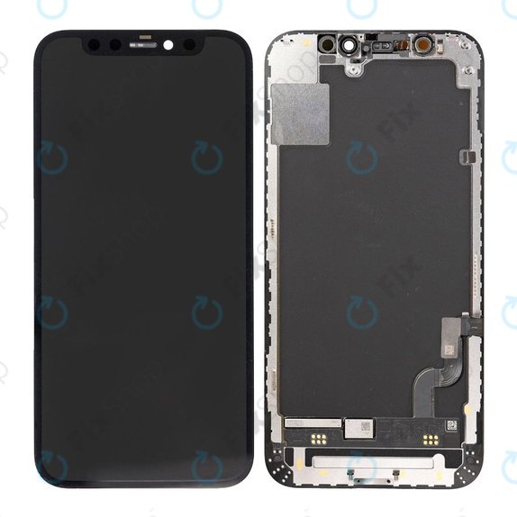 Ecran In-Cell FHD pentru iPhone 12 Mini, Sticlă tactilă cu ramă, FixPremium