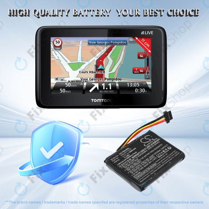 Baterie pentru TomTom GO 1000 Live, 1005, 2050, 1000mAh, Li-Ion, 3.7V, AHL03711018, HQ