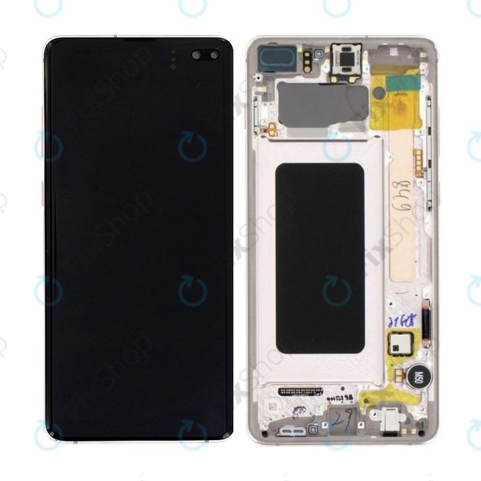 Samsung Galaxy S10 Plus G975F - Ecran LCD + Sticlă Tactilă + Ramă (Ceramic White) - GH82-18849J, GH82-18834J Genuine Service Pack
