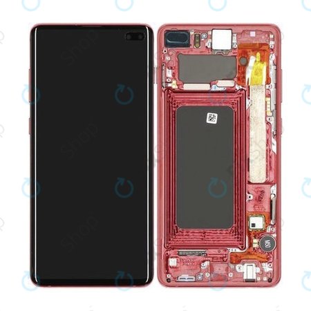 Samsung Galaxy S10 Plus G975F - Ecran LCD + Sticlă Tactilă + Ramă (Cardinal Red) - GH82-18849H, GH82-18834H Genuine Service Pack
