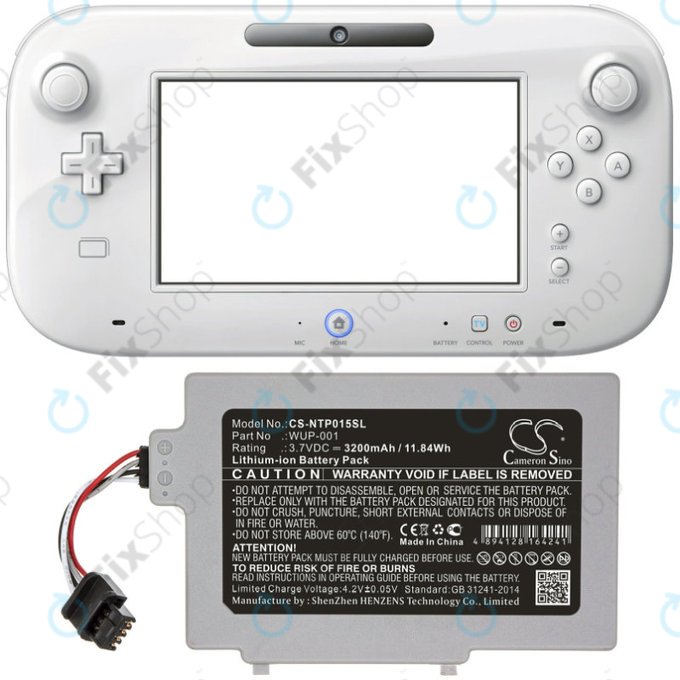 Baterie pentru Nintendo Wii U GamePad, 3200mAh, Li-Ion, 3.7V, WUP-001, HQ
