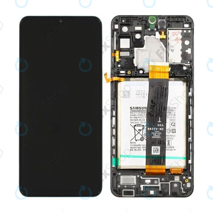 Samsung Galaxy A32 5G A326B - Ecran LCD + Sticlă Tactilă + Ramă + Baterie (Awesome Black) - GH82-25121A, GH82-25122A Genuine Service Pack