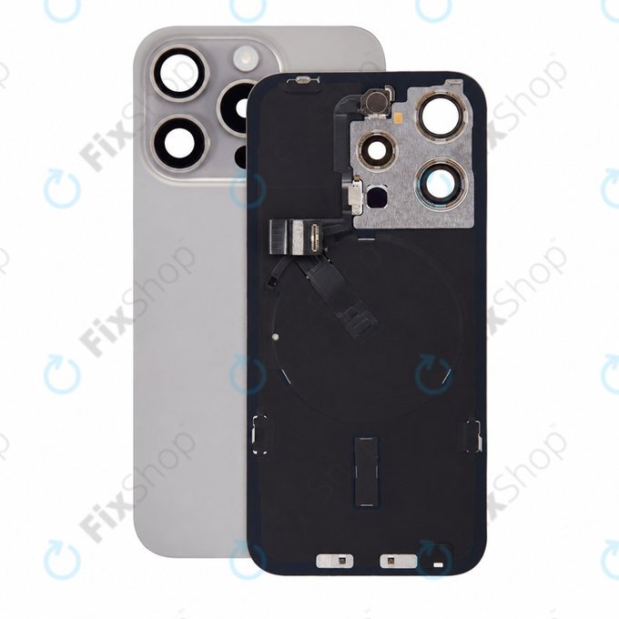 Sticlă carcasă spate pentru iPhone 15 Pro, Natural Titanium, Pulled A