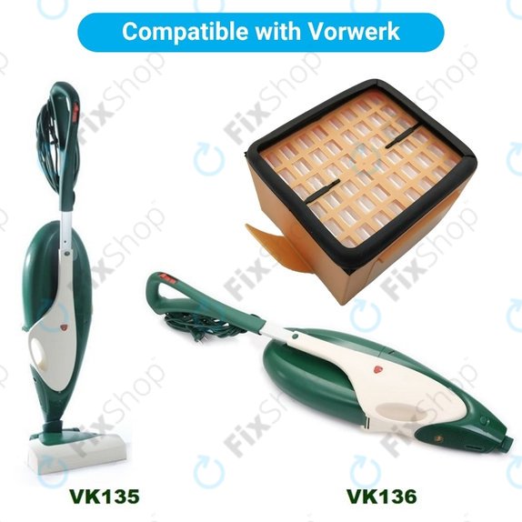Filtru de praf, 2 buc. pentru Vorwerk Kobold VK135, VK136