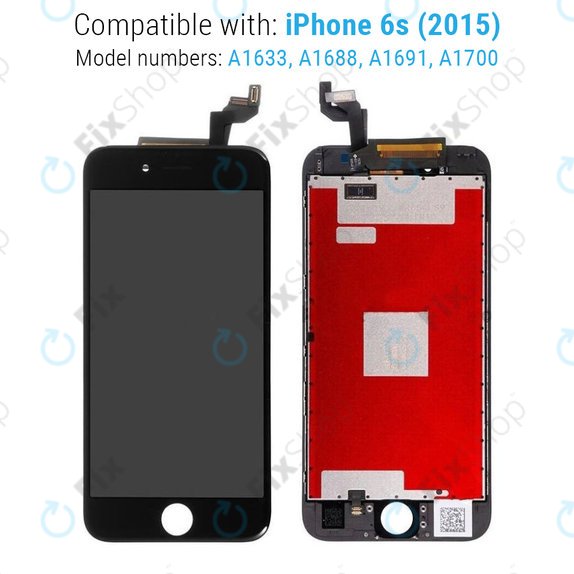 Ecran pentru iPhone 6S, Black, Sticlă tactilă cu ramă, Refurbished