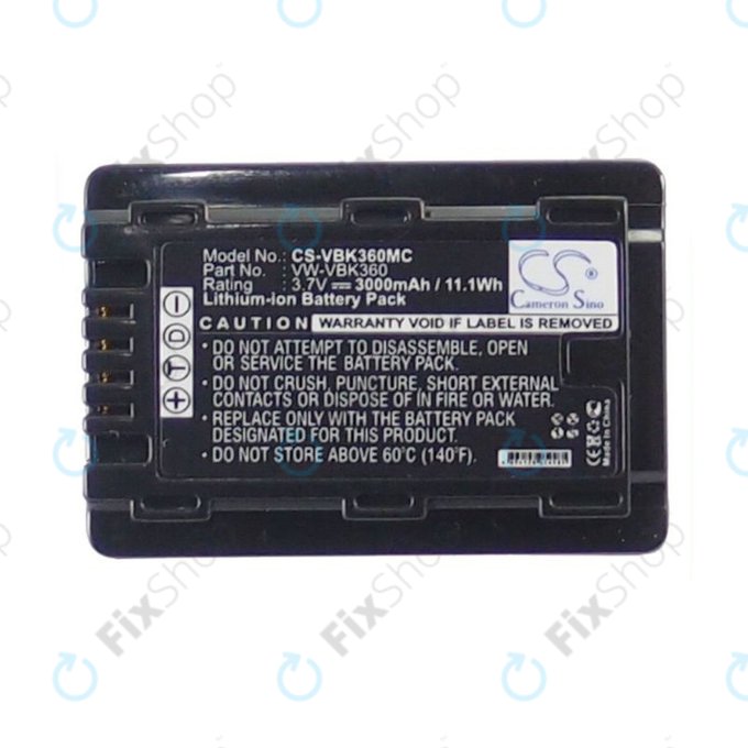 Baterie pentru Panasonic HC, HDC, SDR, 3000mAh, Li-Ion, 3.7V, VW-VBK360, HQ