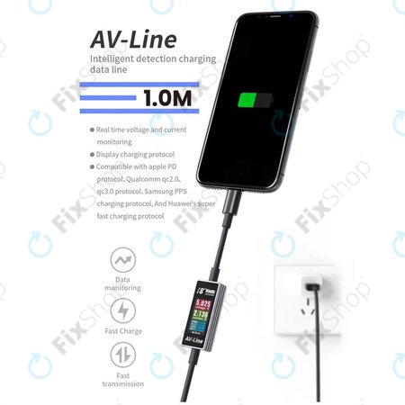 AV-Line - Cablu de Incărcare cu Detectare Inteligentă (Lighting - USB-A)