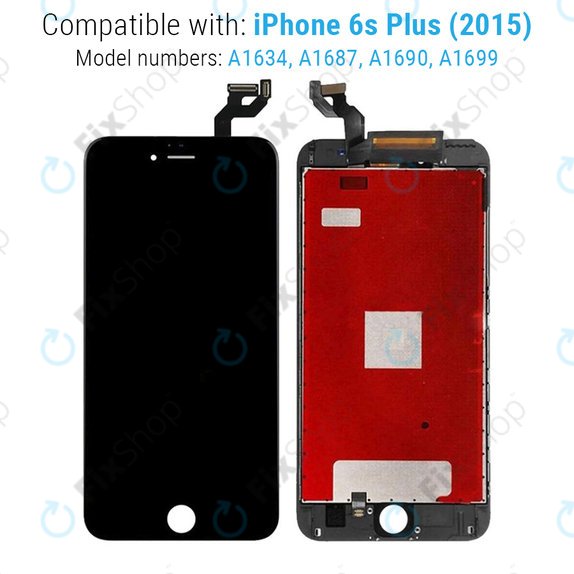 Ecran pentru iPhone 6S Plus, Black, Sticlă tactilă cu ramă