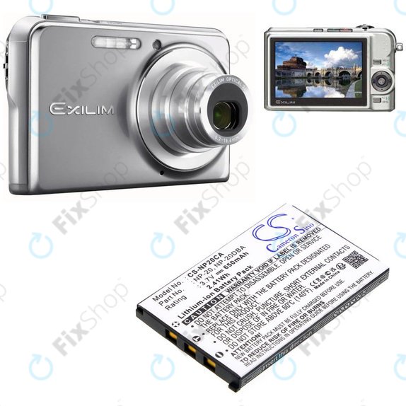 Baterie pentru Casio Exilim Card Ex-S880, 650mAh, Li-Ion, 3.7V, NP-20, HQ