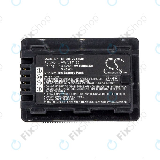 Baterie pentru Panasonic HC-V210, 1500mAh, Li-Ion, 3.6V, VW-VBT190, HQ