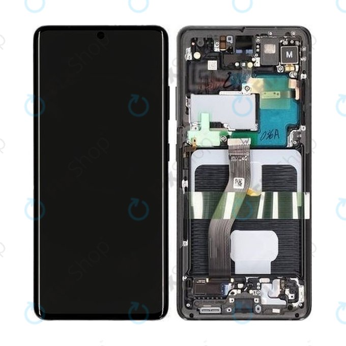 Samsung Galaxy S21 Ultra G998B - Ecran LCD + Sticlă tactilă + Ramă (Phantom Black) - GH82-26035A, GH82-26036A Genuine Service Pack