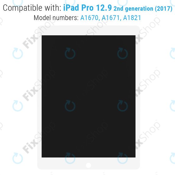 Ecran LCD pentru iPad Pro 12.9" (2nd Gen 2017), White, Sticlă Tactilă și IC Board cuout Frame, Refurbished