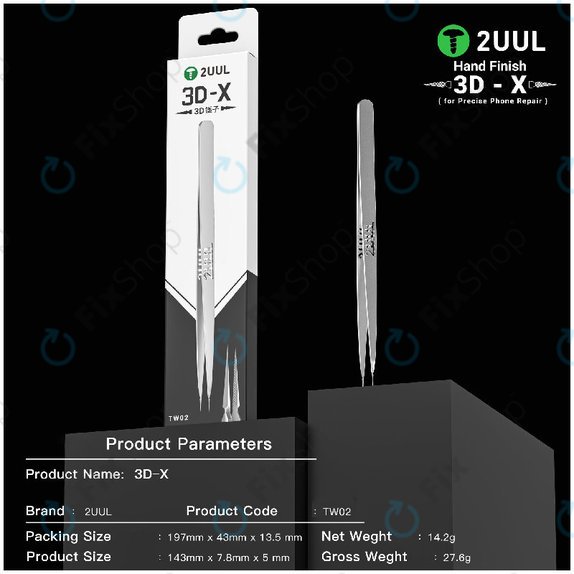 Pensetă de precizie, finisată manual 3D-X, 2UUL TW02