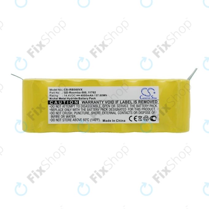 iRobot Roomba 500, 600, 700, 800, 900-series, R3, Scooba 450, Vileda 137173 - Baterie 11702, GD-Roomba-500, VAC-500NMH-33 Ni-MH 14.4V 4000mAh HQ