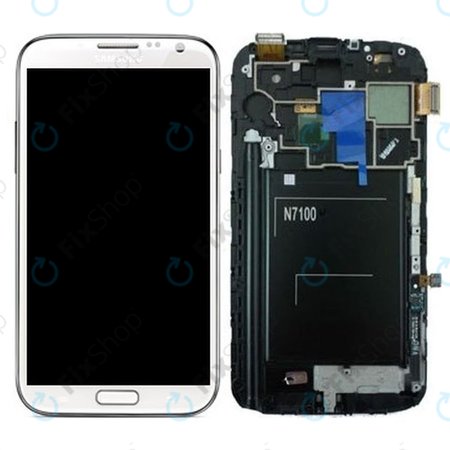 Samsung Galaxy Note 2 N7100 - Ecran LCD + Sticlă Tactilă + Ramă (Marble White) - GH97-14112A Genuine Service Pack
