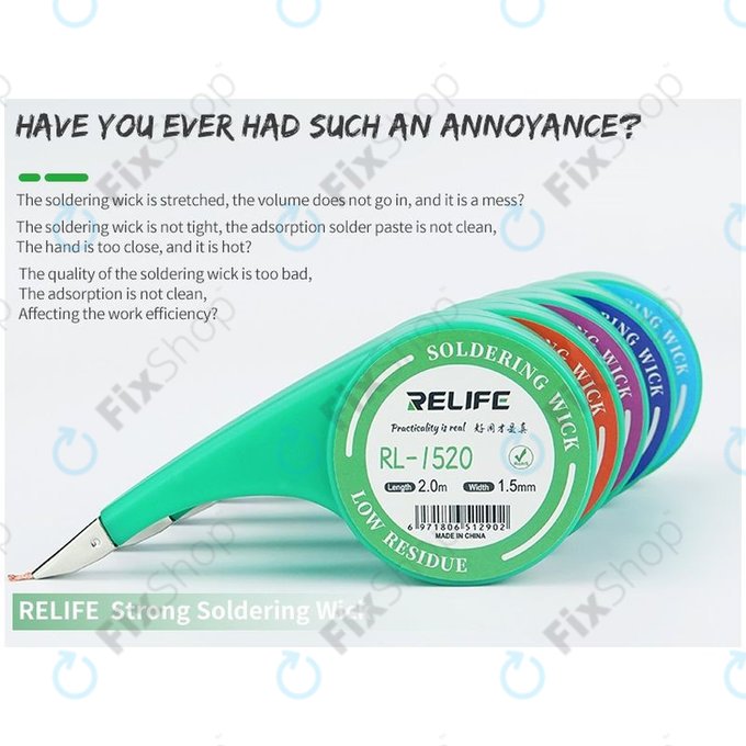 Relife RL-1520 - Fitil de lipit pentru îndepărtarea excesului de tablă (1,5 mm)