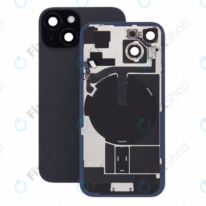 Sticlă carcasă spate pentru iPhone 15, Black, Pulled A