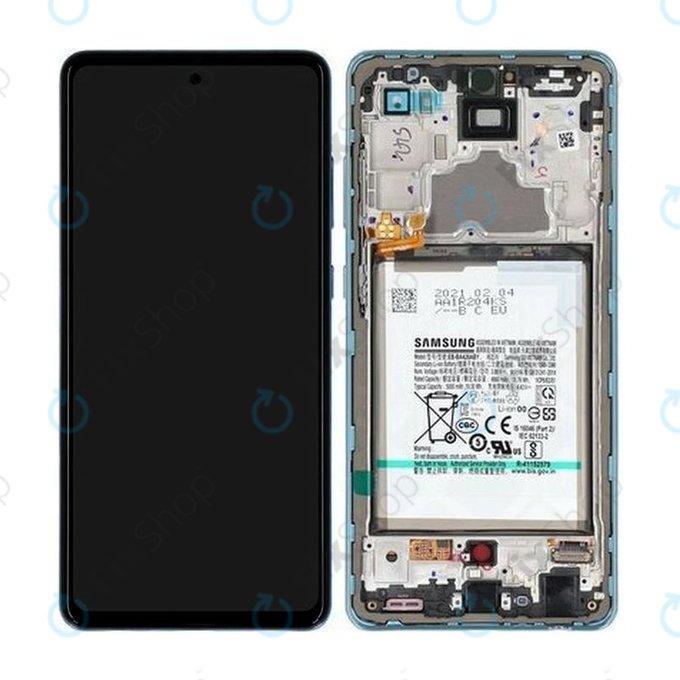 Samsung Galaxy A72 A725F, A726B - Ecran LCD + Sticlă Tactilă + Ramă + Baterie (Awesome Blue) - GH82-25541B, GH82-25542B Genuine Service Pack