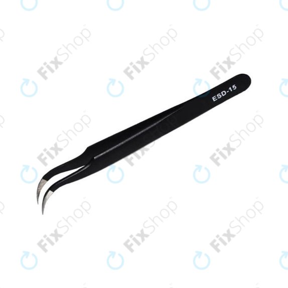 Vetus ESD-15 - Pensetă metalică antistatică cu vârf îndoit (120mm)