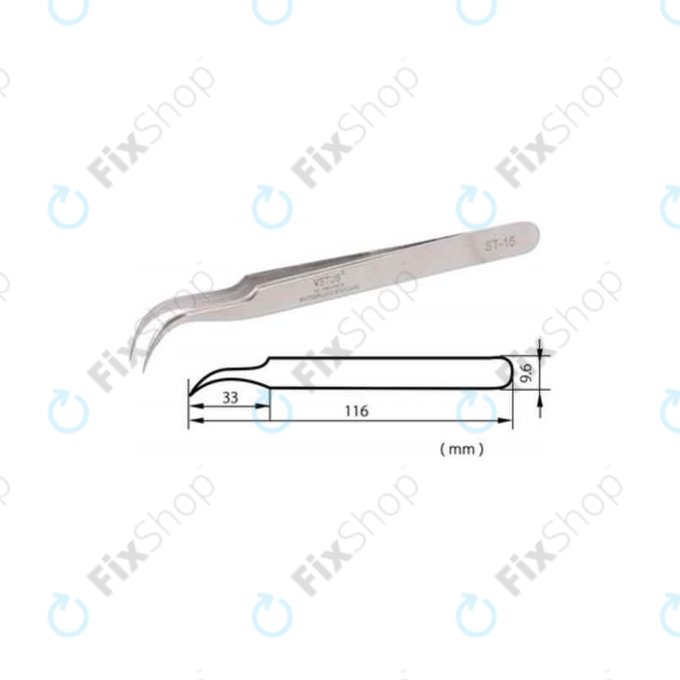 Vetus ST-15 - Pensetă metalică Profi cu vârf îndoit (120mm)