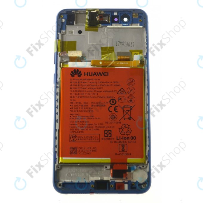 Huawei P10 Lite - Ecran LCD + Sticlă Tactilă + Ramă + Baterie (Sapphire Blue) - 02351FSL Genuine Service Pack