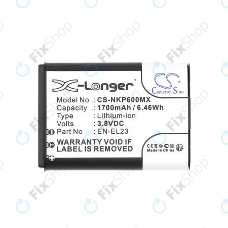 Baterie pentru Nikon Coolpix, 1700mAh, Li-Ion, 3.8V, EN-EL23, HQ