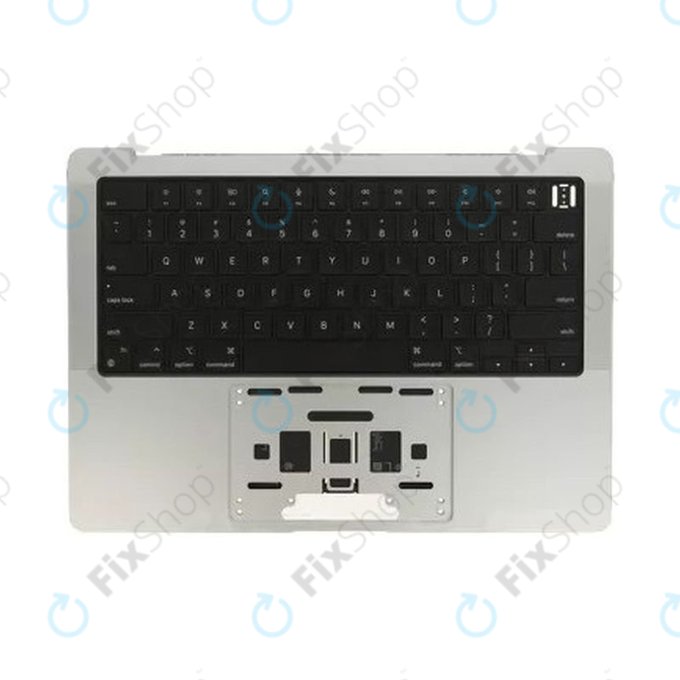 Ramă superioară tastatură pentru MacBook Pro 14", A2442 (2021), A2779 (2023), cu tastatură US și baterie, Silver, 661-32211, Genuine Apple
