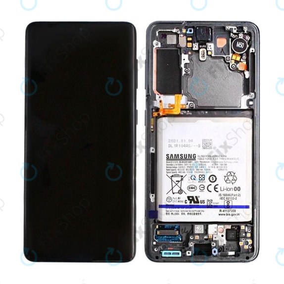Samsung Galaxy S21 G991B - Ecran LCD + Sticlă Tactilă + Ramă + Baterie (Phantom Gray) - GH82-24716A, GH82-24718A Genuine Service Pack