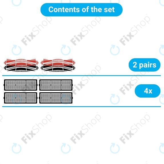 Set de piese de schimb pentru Roborock Dyad Pro (2 perechi de perii principale, 4x Filter)