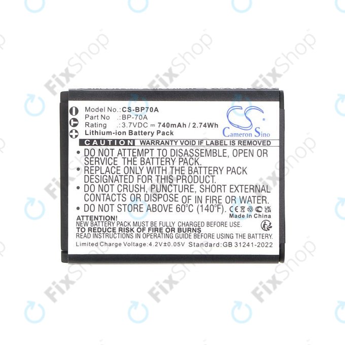 Baterie pentru Samsung ES, ST, 740mAh, Li-Ion, 3.7V, BP-70A, HQ