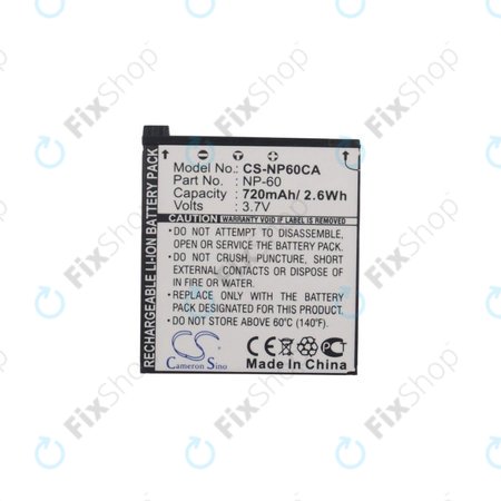 Baterie pentru Casio Exilim Zoom EX-Z19, EX-Z85, EX-Z9, 720mAh, Li-Ion, 3.7V, NP-60, HQ