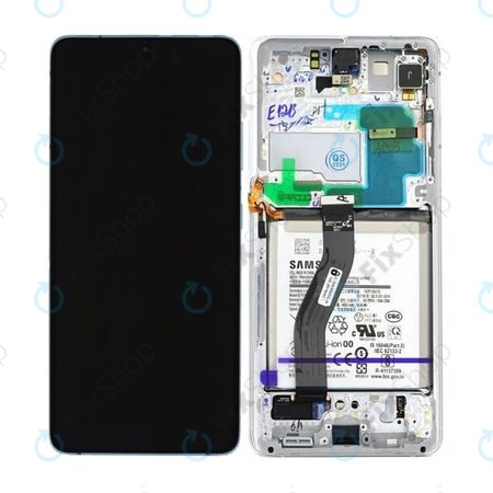 Samsung Galaxy S21 Ultra G998B - Ecran LCD + Sticlă Tactilă + Ramă + Baterie (Phantom Silver) - GH82-24591B, GH82-24925B Genuine Service Pack