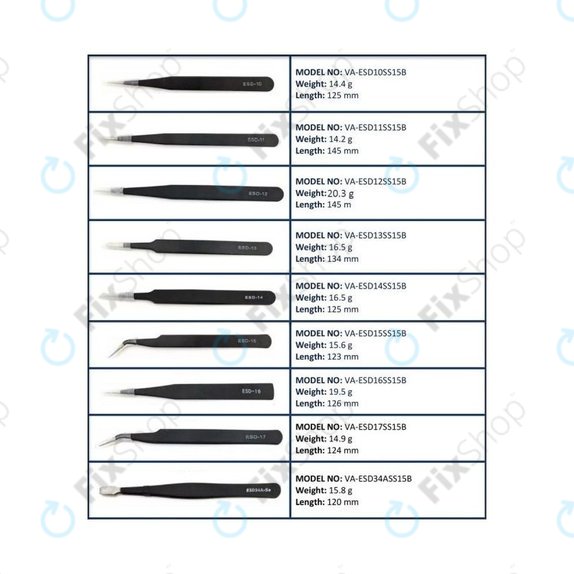 Set de Pensete antistatice ESD din Oţel inoxidabile 9in1