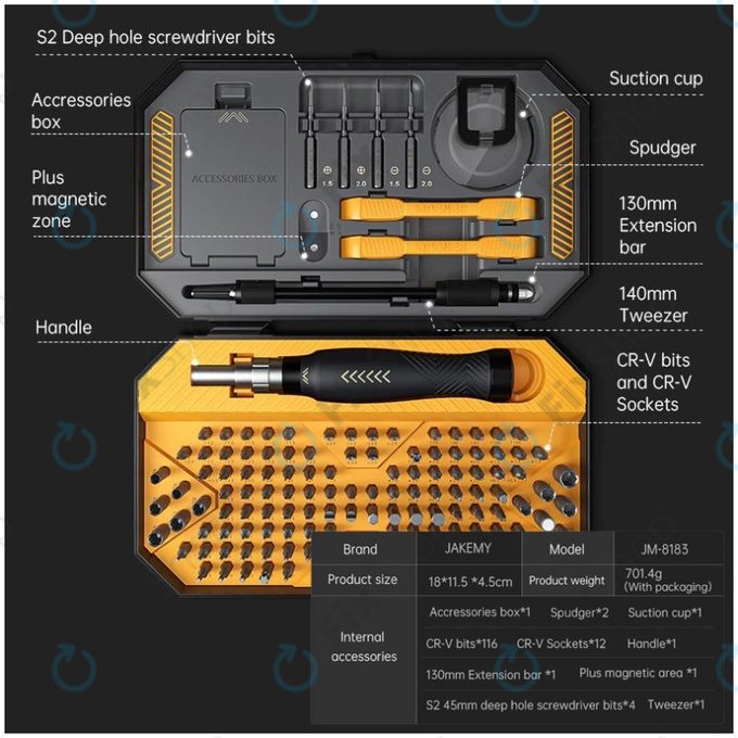 Jakemy JM-8183 - Set de Instrumente de Precizie pentru Întreținerea Telefoanelor Mobile, Tabletelor și Calculatoarelor
