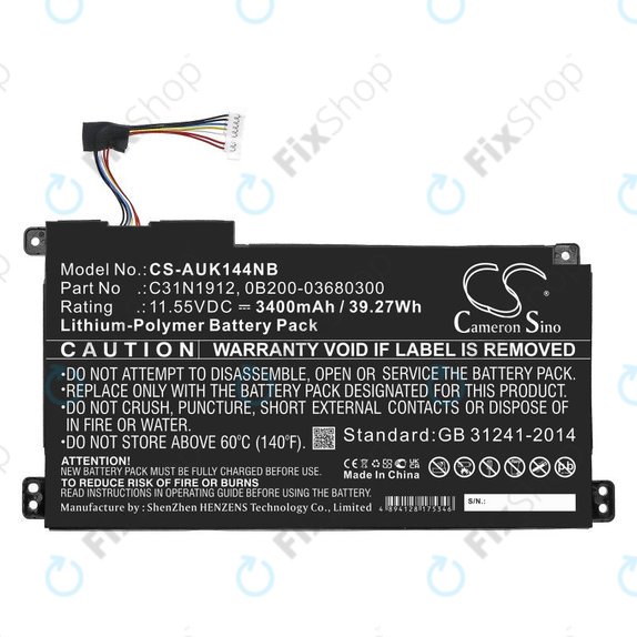 Baterie pentru Asus Vivobook 14, E510, 3400mAh, Li-Pol, 11.55V, C31N1912, HQ