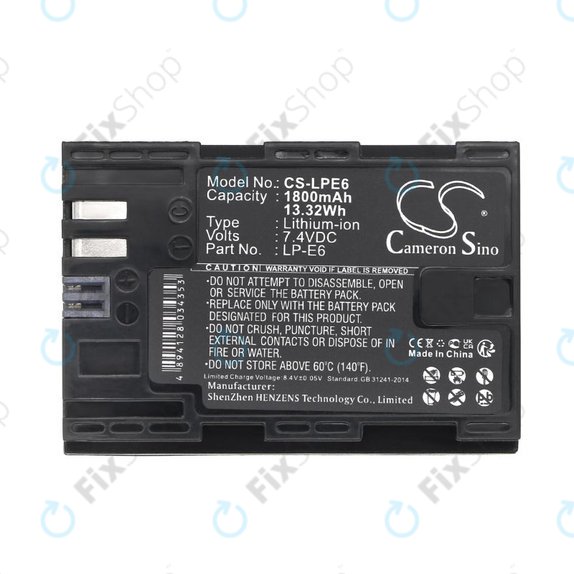 Baterie pentru Canon EOS 60D, 5D Mk II, 7D, 1800mAh, Li-Ion, 7.4V, LP-E6, HQ