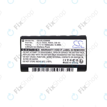 Baterie pentru Jay-Tech Jay-Cam I4800, Kodak Easyshare Z1012, 1600mAh, Li-Ion, 3.7V, KLIC-8000, HQ