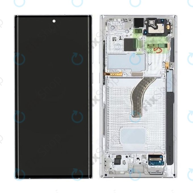 Samsung Galaxy S22 Ultra S908B - Ecran LCD + Sticlă Tactilă + Ramă (Phantom White) - GH82-27488C, GH82-27489C Genuine Service Pack