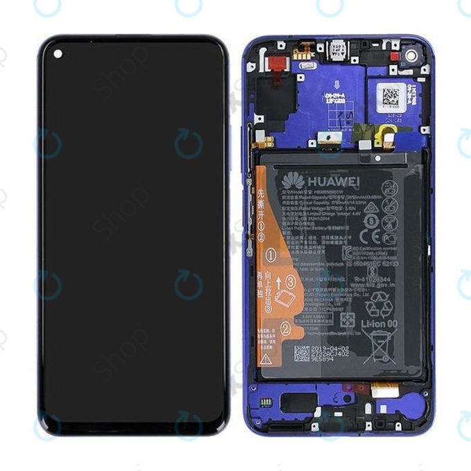 Huawei Honor 20, Huawei Nova 5T - Ecran LCD + Sticlă Tactilă + Ramă + Baterie (Blue) - 02352TNQ, 02352SMQ Genuine Service Pack